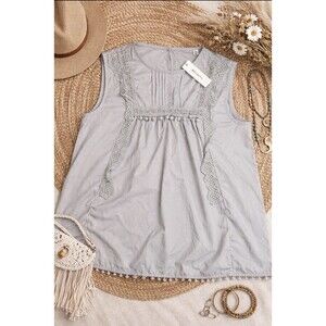 OC Order Plus Women's Sleeveless Taupe Lace Poms Top Size XL